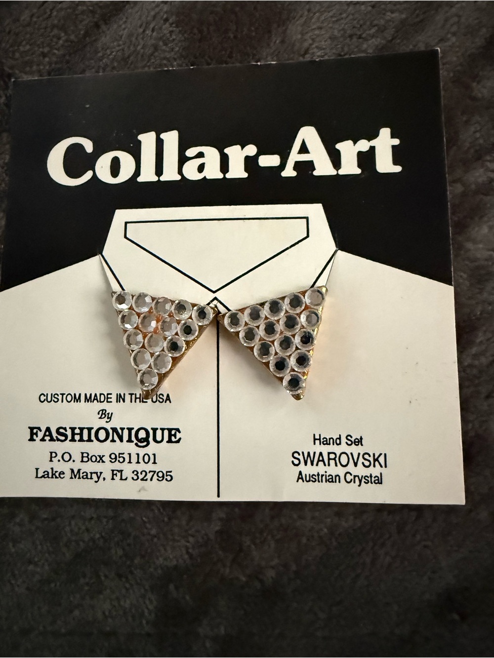 Gold-Tone Collar Brooches with Clear Crystal Accents